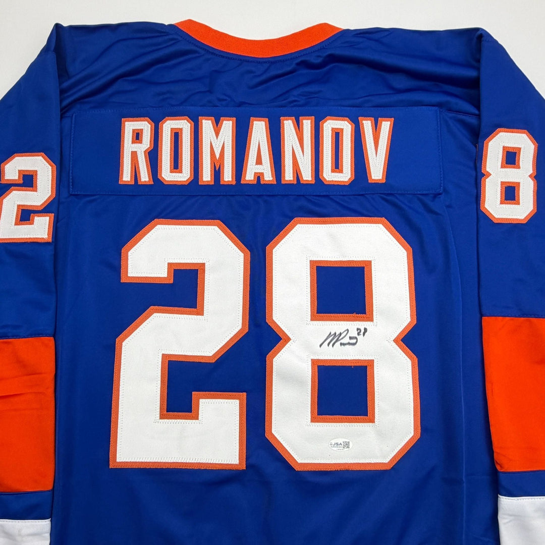 Autographed/Signed Alexander Romanov New York Blue Hockey Jersey JSA COA