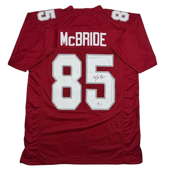 Autographed/Signed Trey McBride Arizona Red Football Jersey Beckett BAS COA