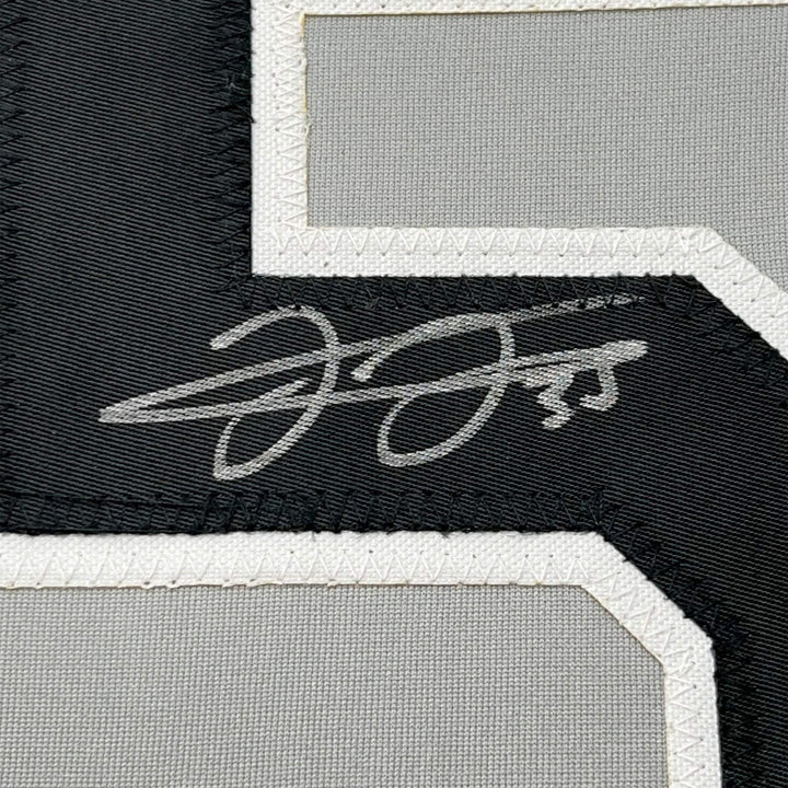 FRAMED Autographed/Signed FRANK THOMAS 33x42 Chicago Grey Jersey JSA COA Auto