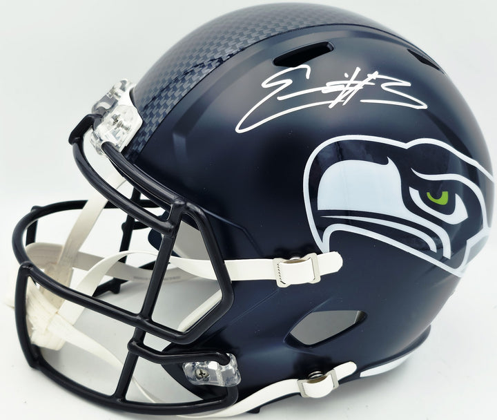 Nick Emmanwori Auto Seahawks Blue Full Size Replica Helmet - Sig Twice & Smudged