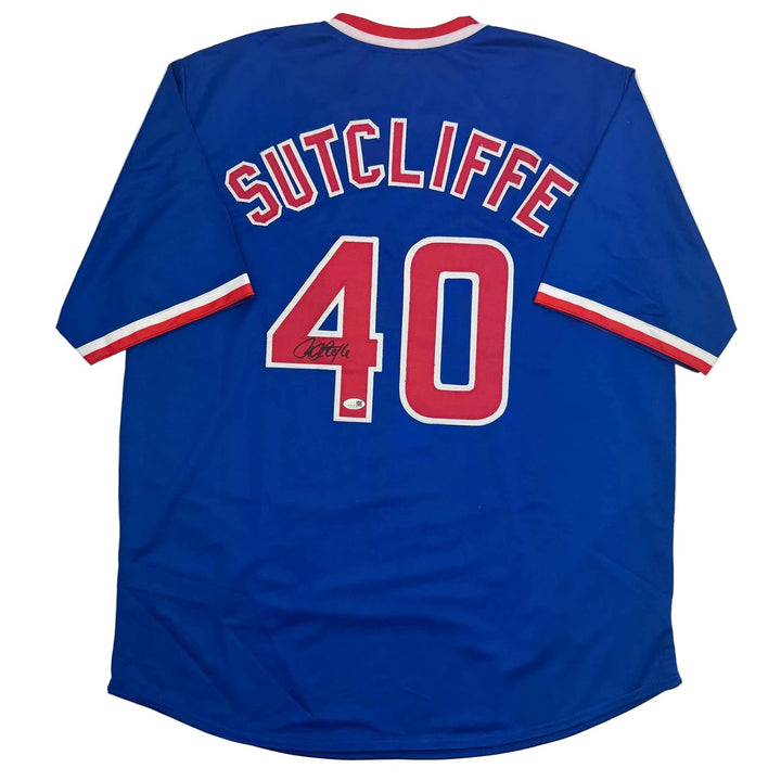 Autographed/Signed Rick Sutcliffe Chicago Blue Jersey Beckett BAS COA