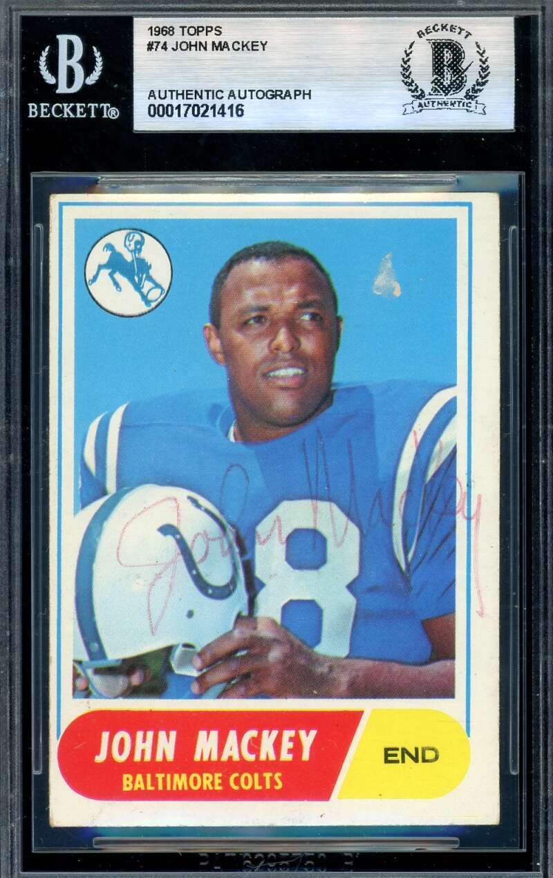 John Mackey Beckett BAS Vintage Signed 1968 Topps Autograph