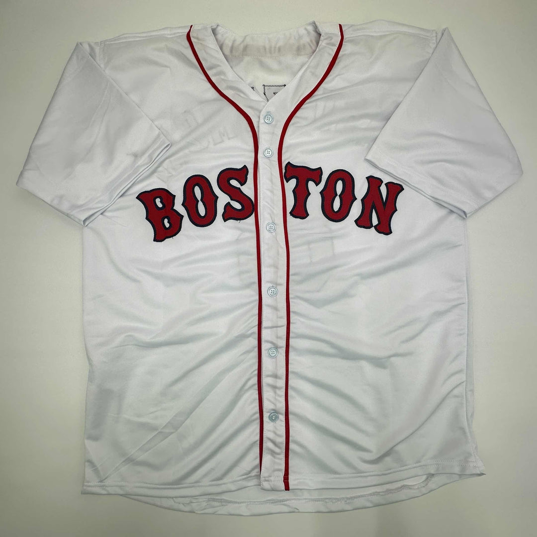 Facsimile Autographed Carl Yastrzemski Boston White Reprint Jersey Size Men's XL