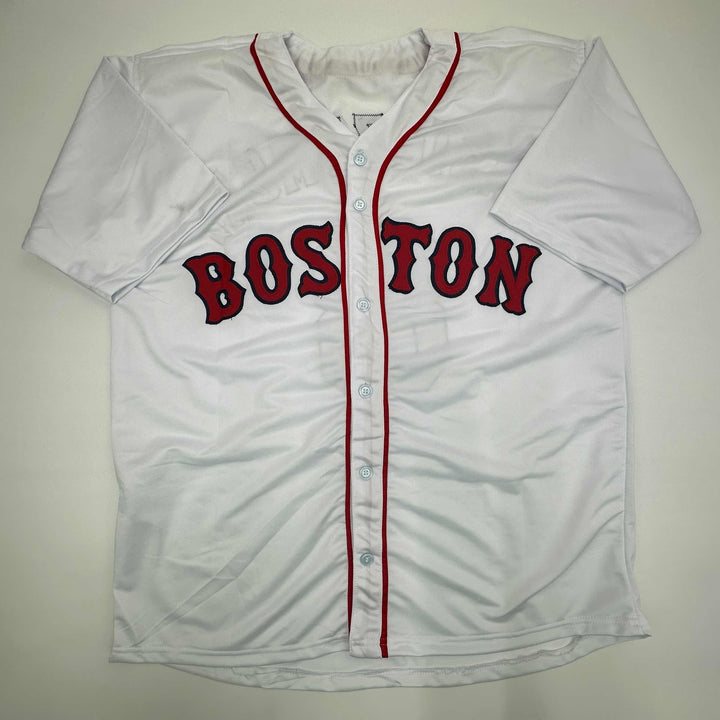 Facsimile Autographed Carl Yastrzemski Boston White Reprint Jersey Size Men's XL