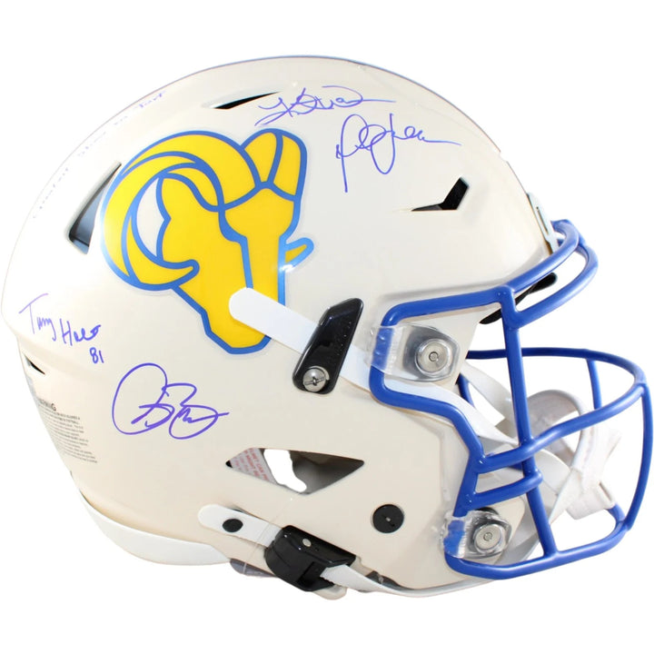 Warner Holt Faulk Bruce Signed Los Angeles Rams SpeedFlex Retro Helmet BAS 58497