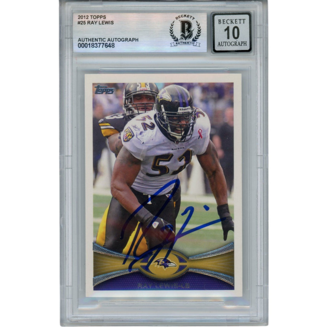 Ray Lewis Autographed/Signed 2012 Topps #25 Trading Card Beckett 52957
