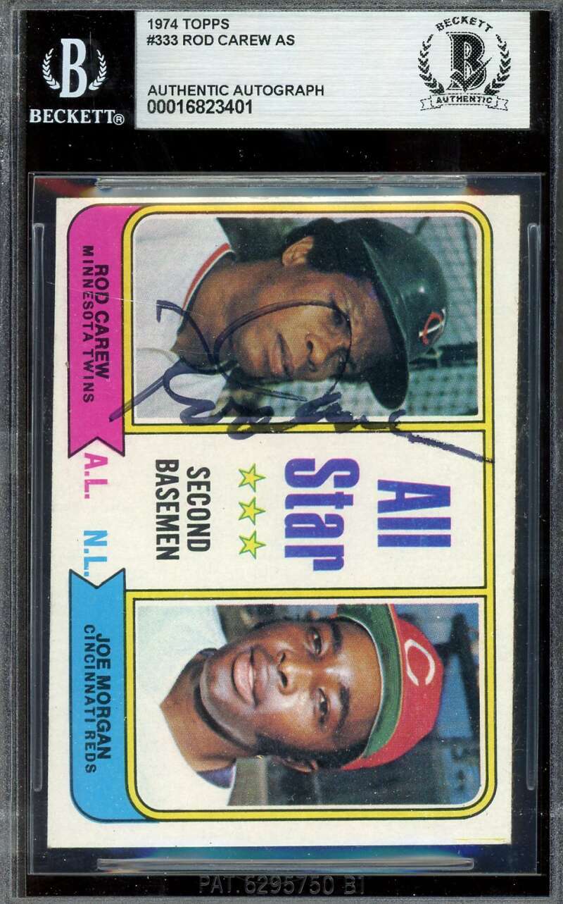 Rod Carew Beckett BAS Signed 1974 Topps All Star Autograph
