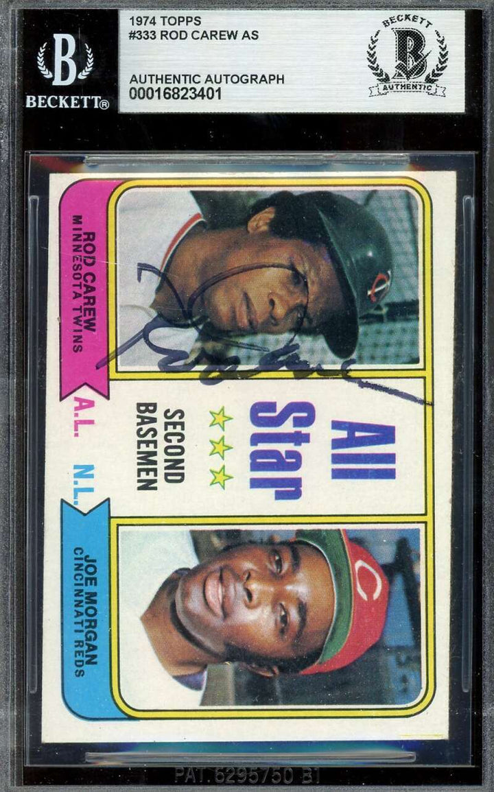 Rod Carew Beckett BAS Signed 1974 Topps All Star Autograph