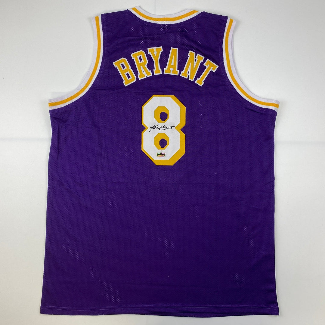 Facsimile Autographed Kobe Bryant #8 Los Angeles LA Purple Jersey Size XL