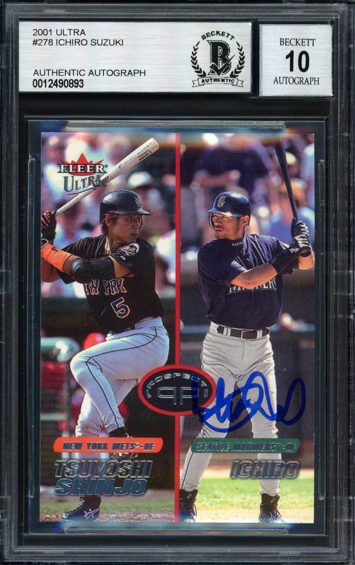 Ichiro Suzuki Signed 2001 Fleer Ultra RC 278 Mariners #1392/1499 Auto 10 Beckett
