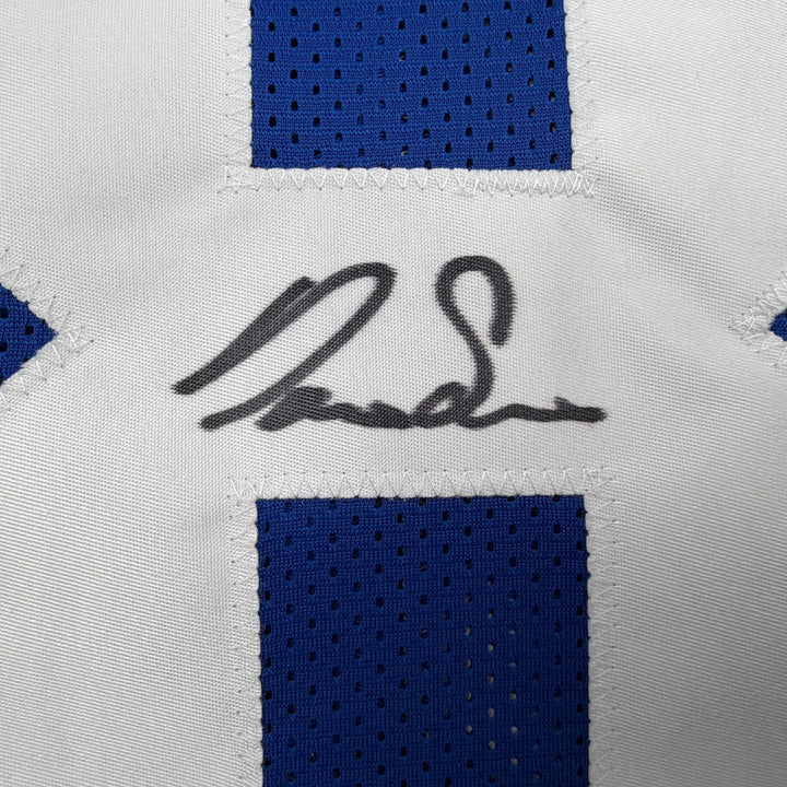 Autographed/Signed DARIUS SLAYTON New York Blue Jersey JSA COA Auto