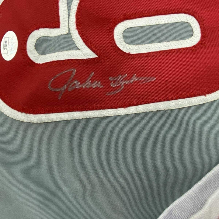 FRAMED Signed JOHN KRUK 35x39 Philadelphia Grey Jersey JSA COA Auto