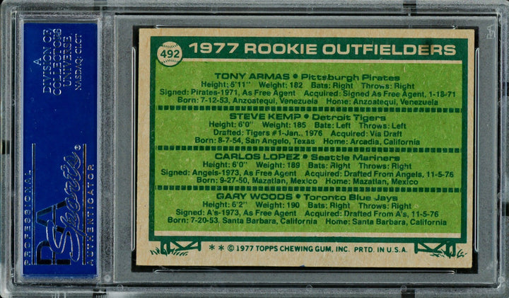 Rookie Outfielders Signed 1977 Topps RC 492 (Signed By All 4) PSA/DNA #83319398