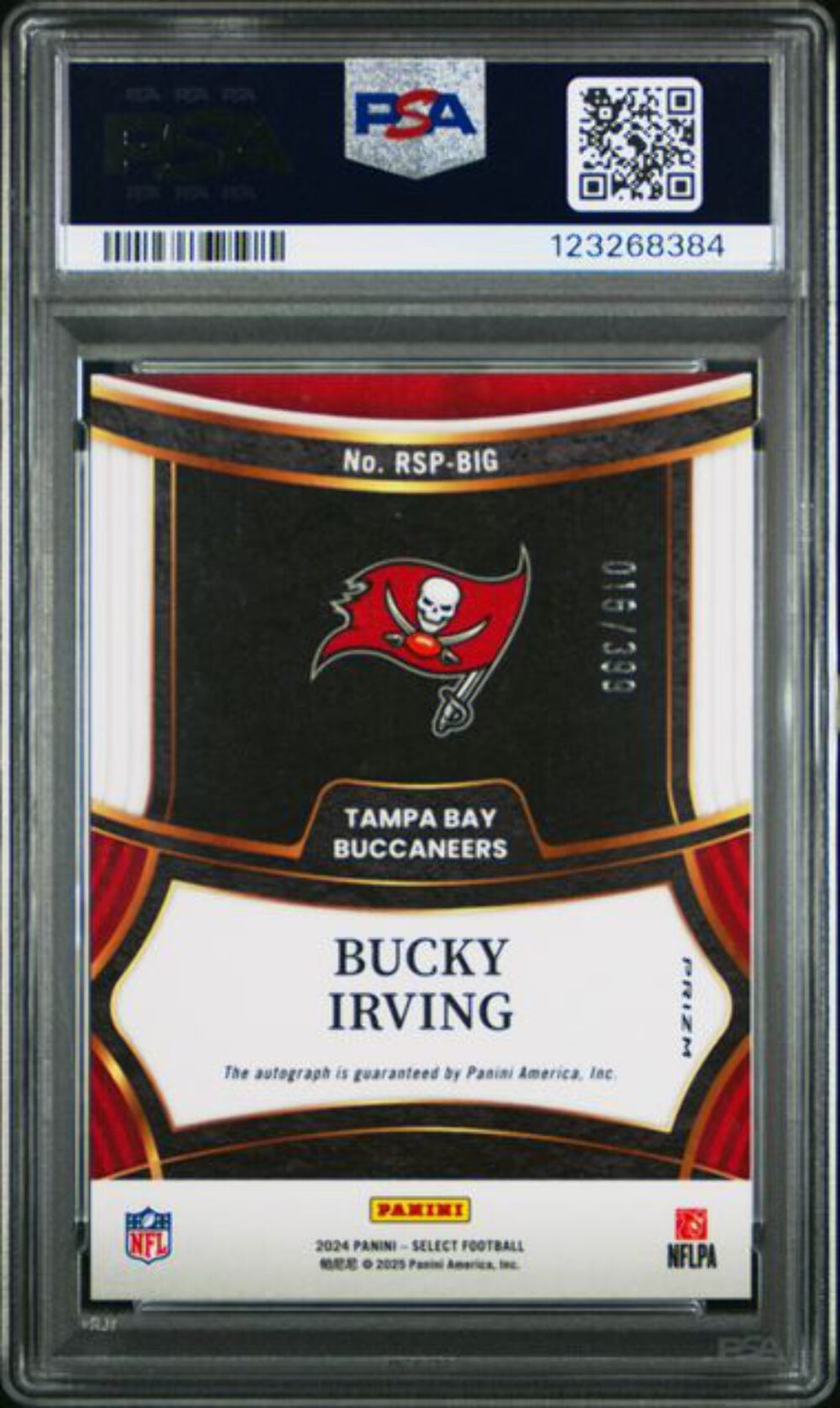Graded 2024 Panini Select Bucky Irving #RSPBIG /399 Rookie Signature RC PSA 10