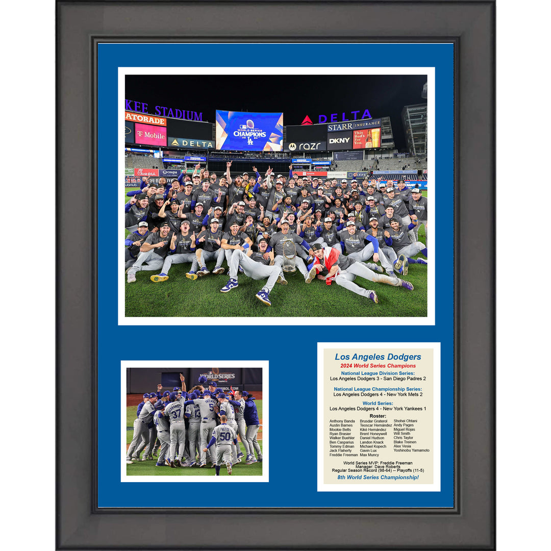 Framed Los Angeles Dodgers 2024 World Series Champions 11"x14" Photo Collage