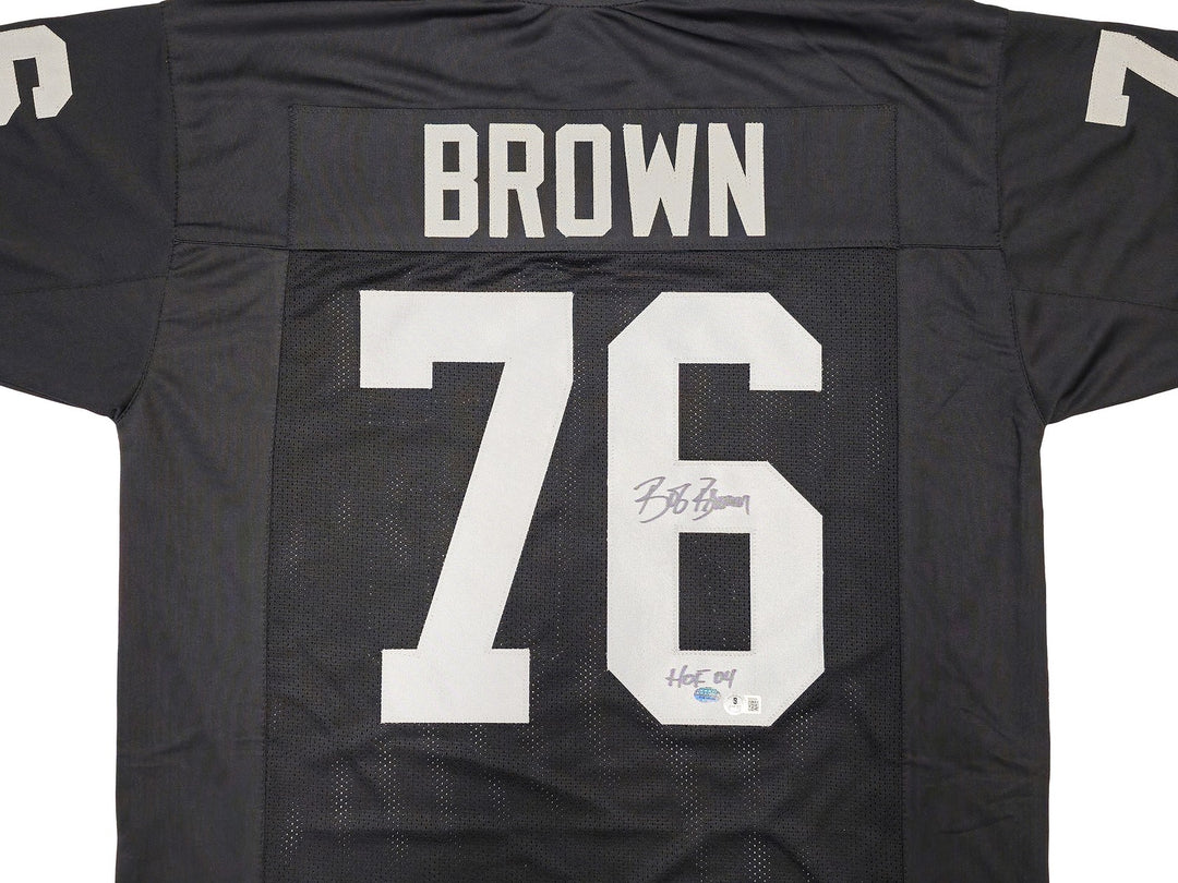 Oakland Raiders Bob Brown Autographed Signed Black Jersey "HOF 04" Beckett