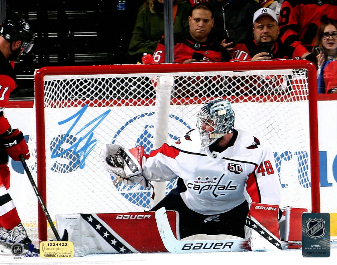 Logan Thompson Autographed Washington Capitals 8x10 Photo Signed IGM COA Blue
