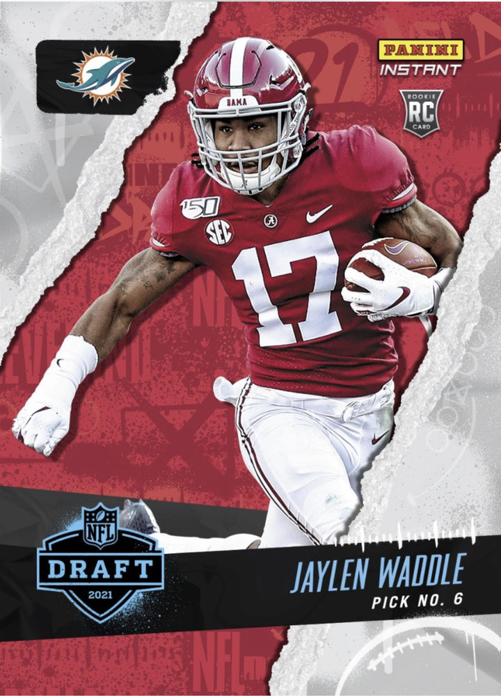 2021 JAYLEN WADDLE NFL DRAFT NIGHT PICK 6 PANINI INSTANT DOLPHINS ROOKIE CARD #6