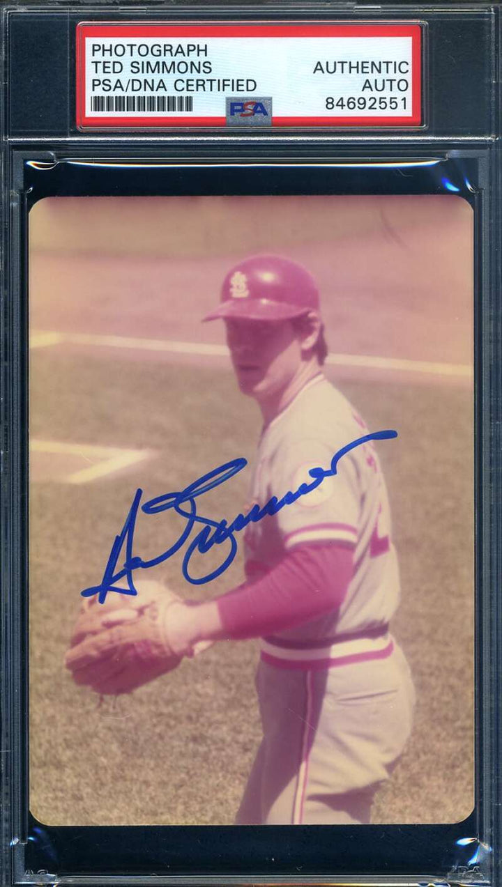 Ted Simmons PSA DNA Signed Original 1970`s Photo St. Louis Cardinals Autograph