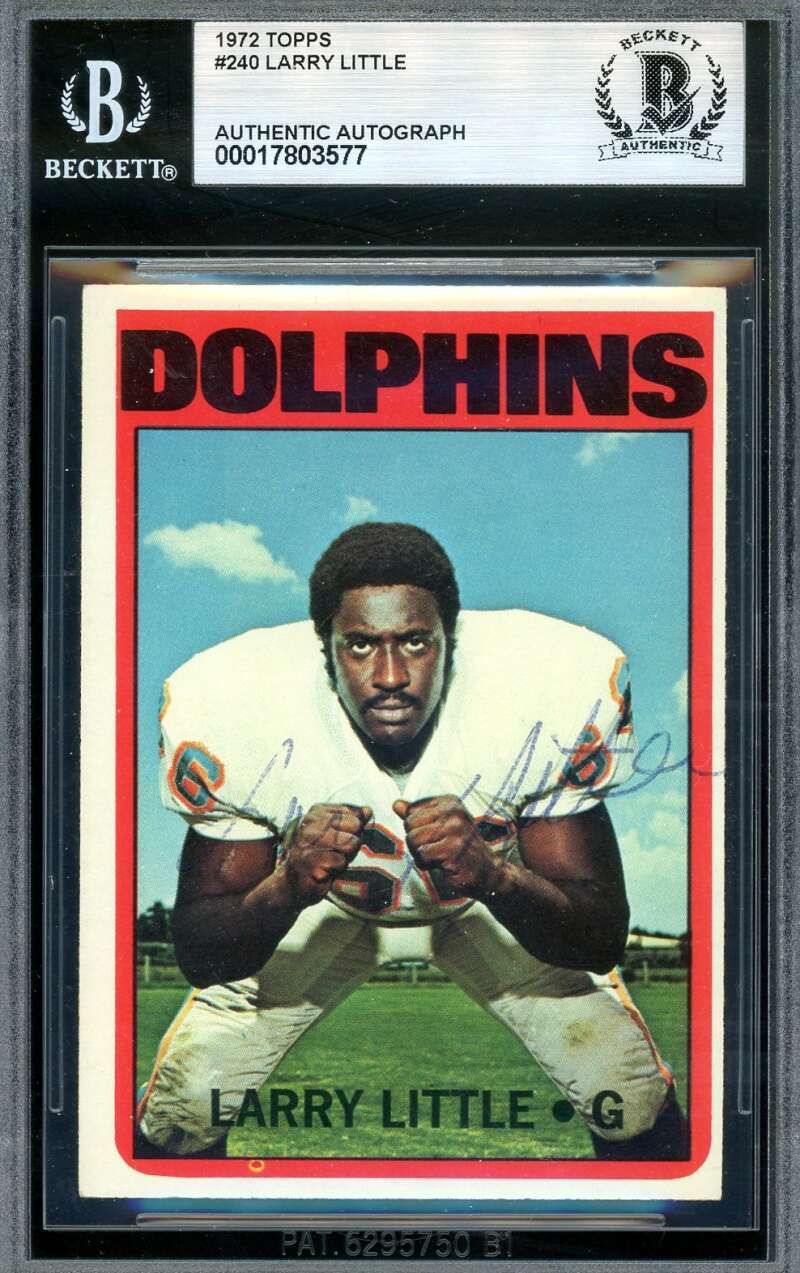 Larry Little Beckett BAS Vintage Signed 1972 Topps Rookie Autograph
