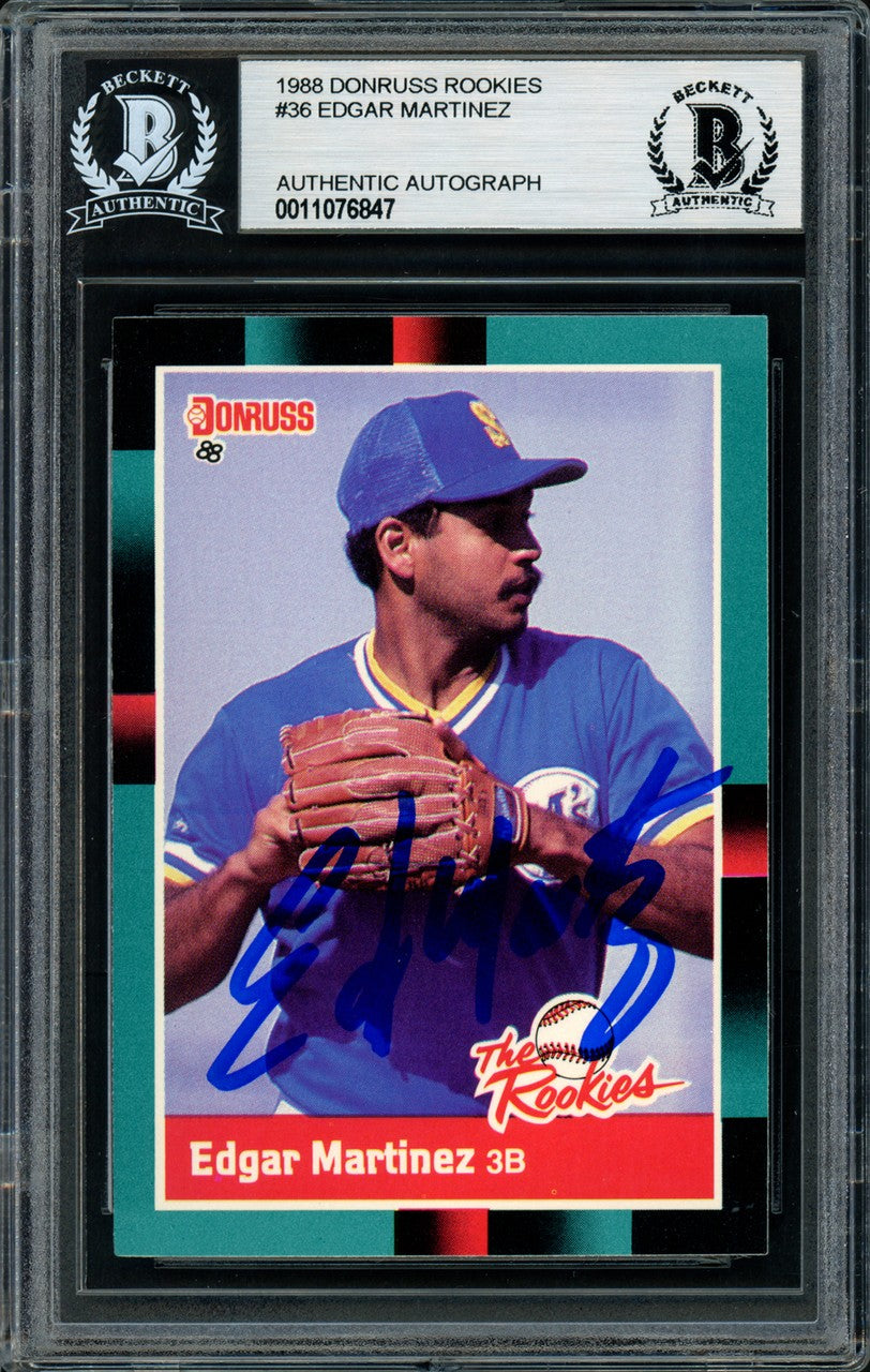 Edgar Martinez Signed 1988 Donruss The Rookies RC 36 Seattle Mariners Beckett