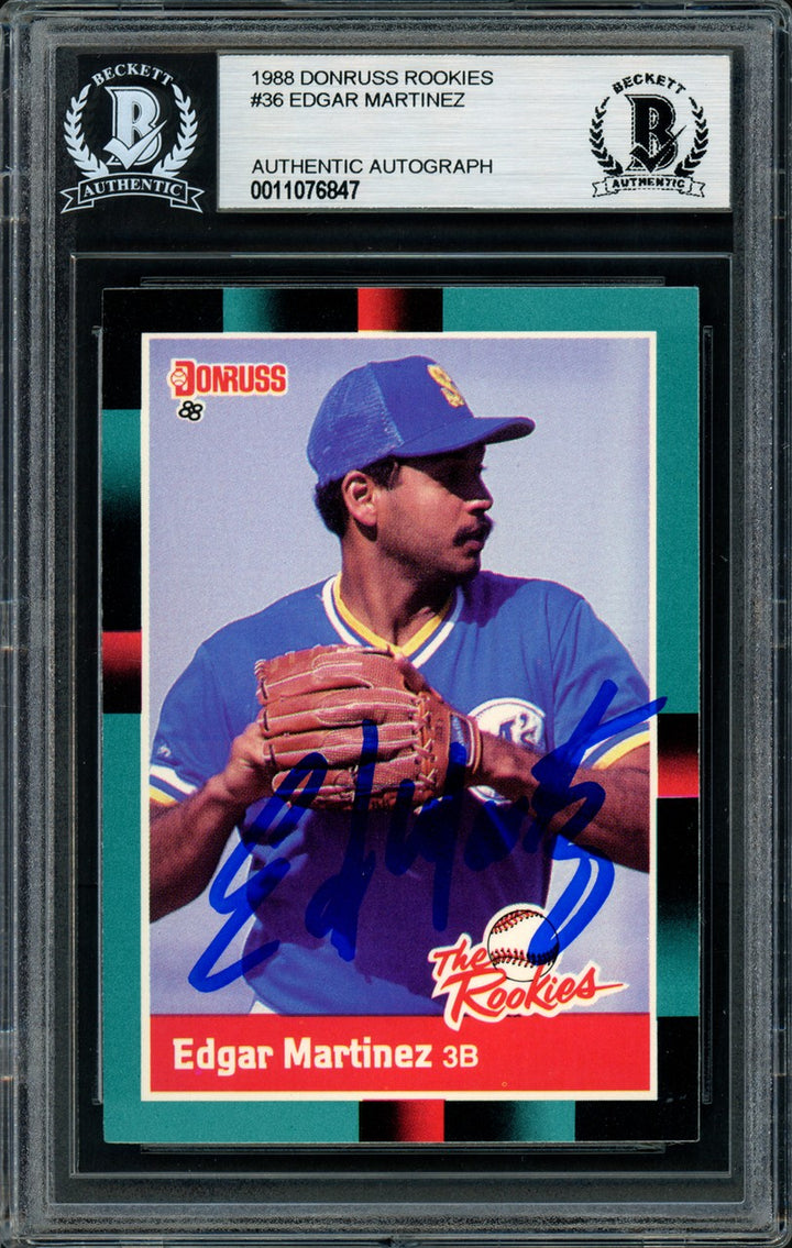 Edgar Martinez Signed 1988 Donruss The Rookies RC 36 Seattle Mariners Beckett
