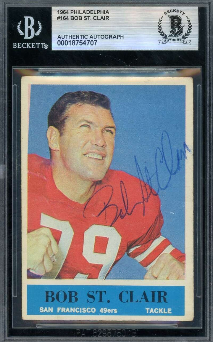 Bob St. Clair Beckett BAS Vintage Signed 1964 Philadelphia Autograph 49ers