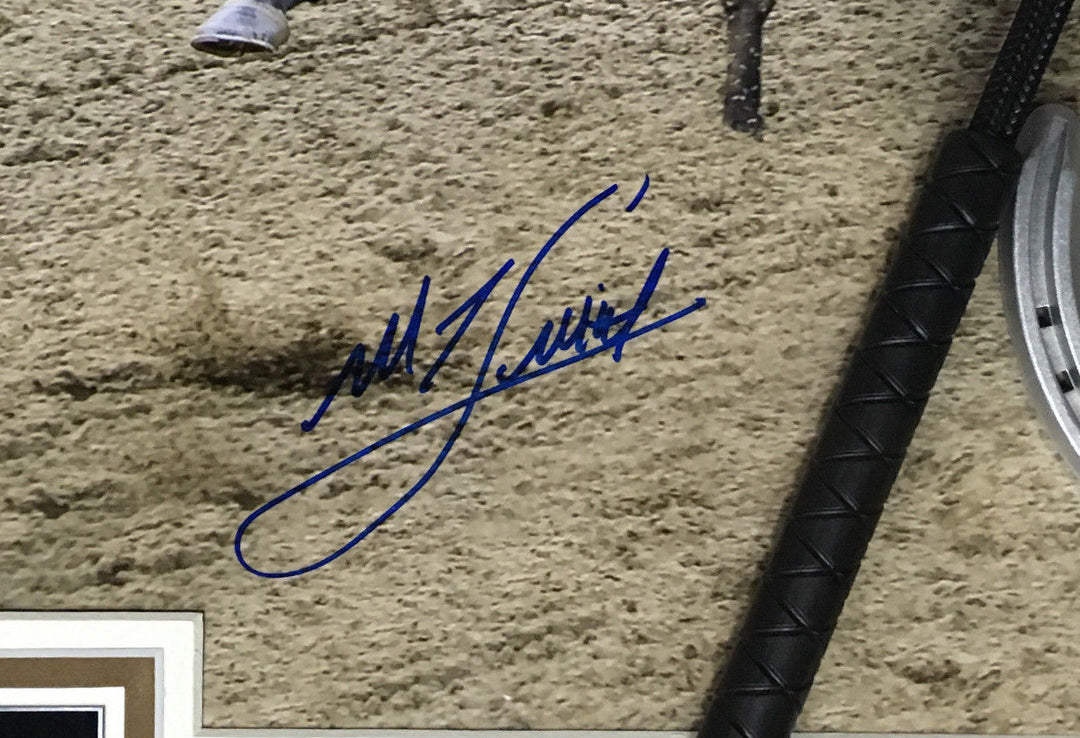 Mike Smith signed Justify triple crown photo horseshoe whip framed auto steiner