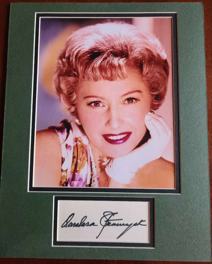 Barbra Stanwick PSA DNA Coa Signed 3x5 Index Card Matted With Photo Autographed