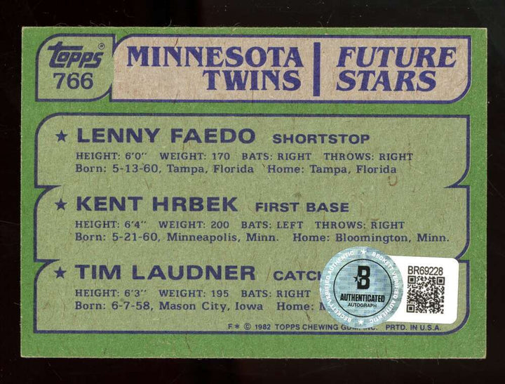 Kent Hrbek Beckett BAS Signed 1982 Topps Future Stars Rookie Autograph