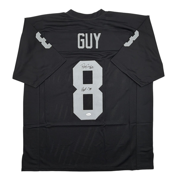 Autographed/Signed Ray Guy HOF Oakland Las Vegas Black Football Jersey JSA COA