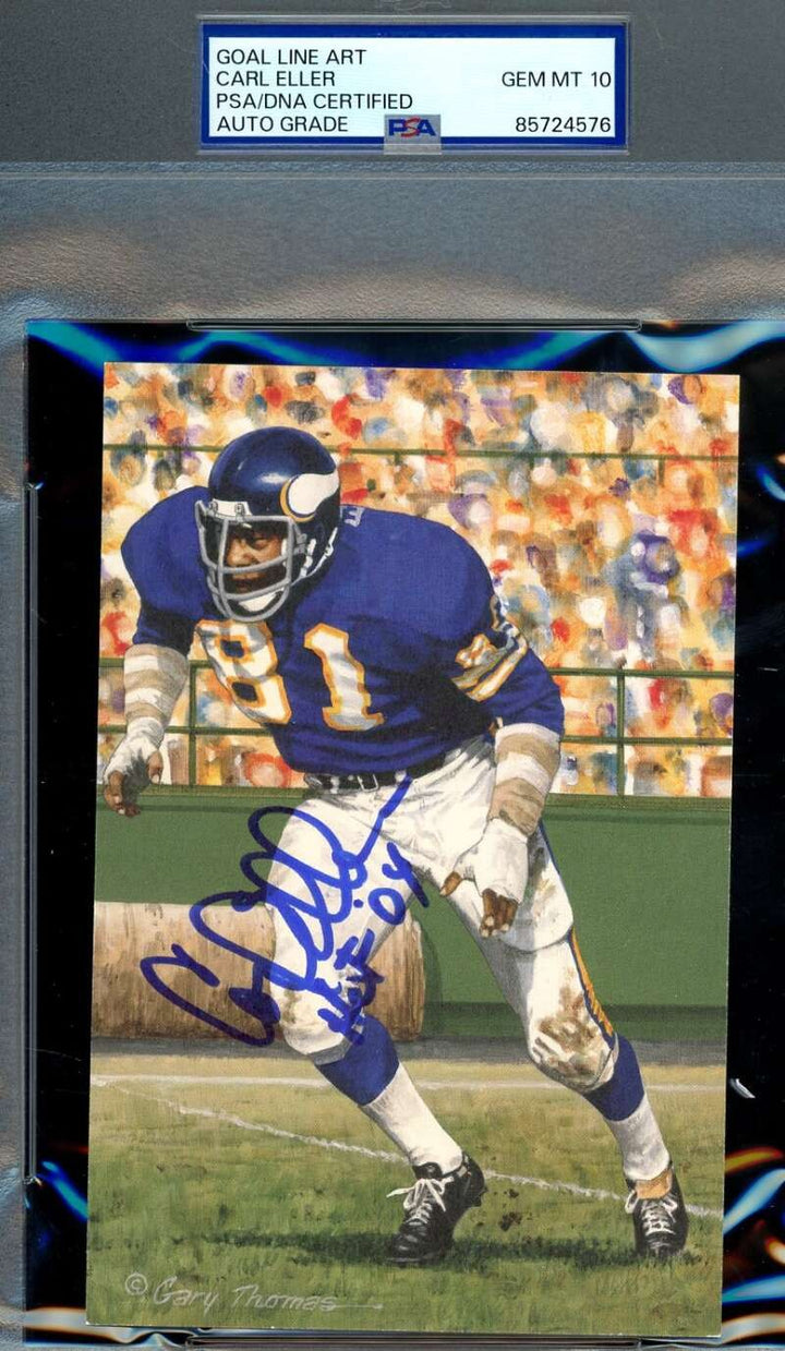 Carl Eller Gem Mint 10 PSA DNA Signed Goal Line Art Card GLAC Autographed HOF 04