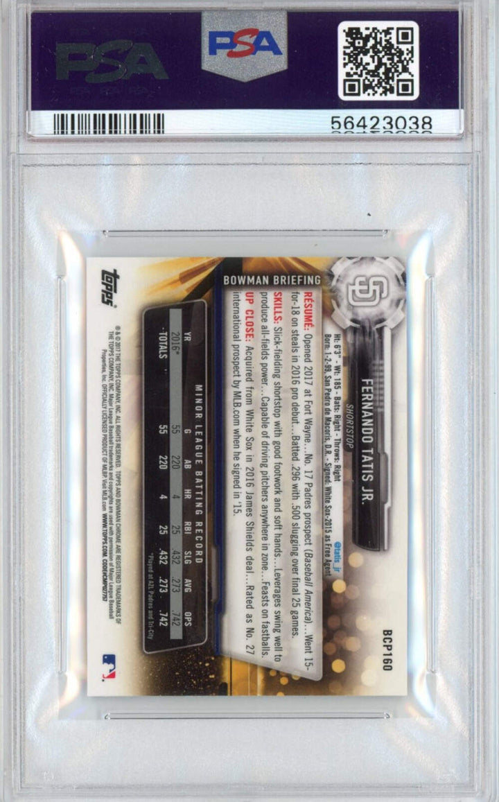 Graded 2017 Bowman Chrome Mini Fernando Tatis Jr. #BCP160 Prospects Rookie RC Ba