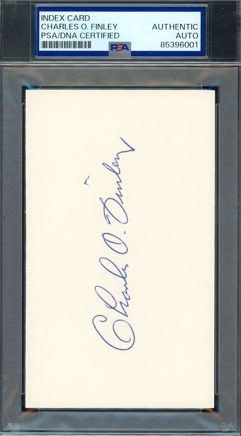 Charles O Finley PSA DNA Coa Signed 3x5 Index Card A`s Autograph