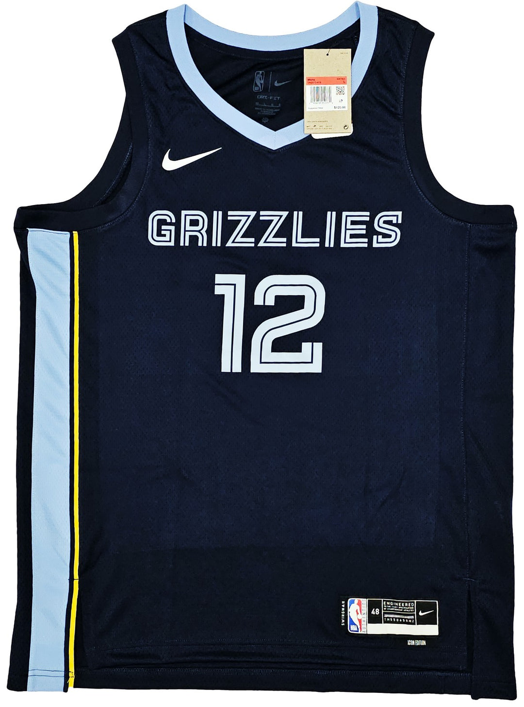 Grizzlies Ja Morant Auto Dark Blue Nike Icon Edition Swingman Jersey Size 48 BAS