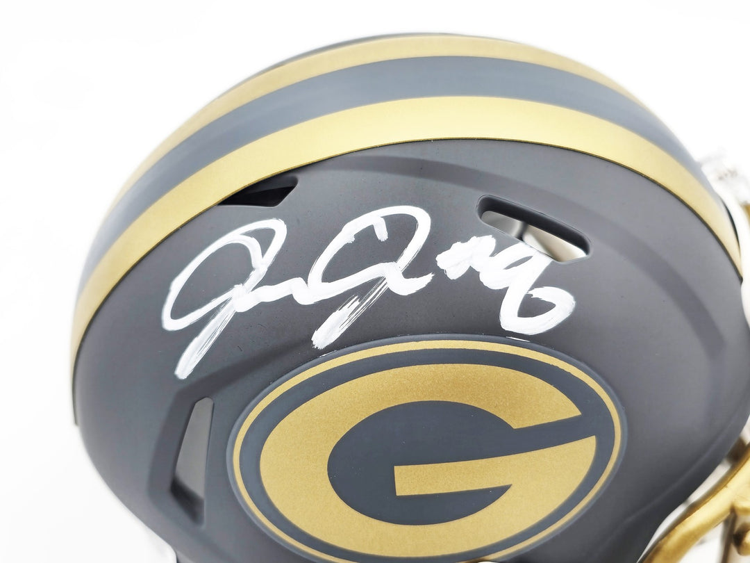 Josh Jacobs Signed Green Bay Packers Slate Gray Speed Mini Helmet Beckett Wit