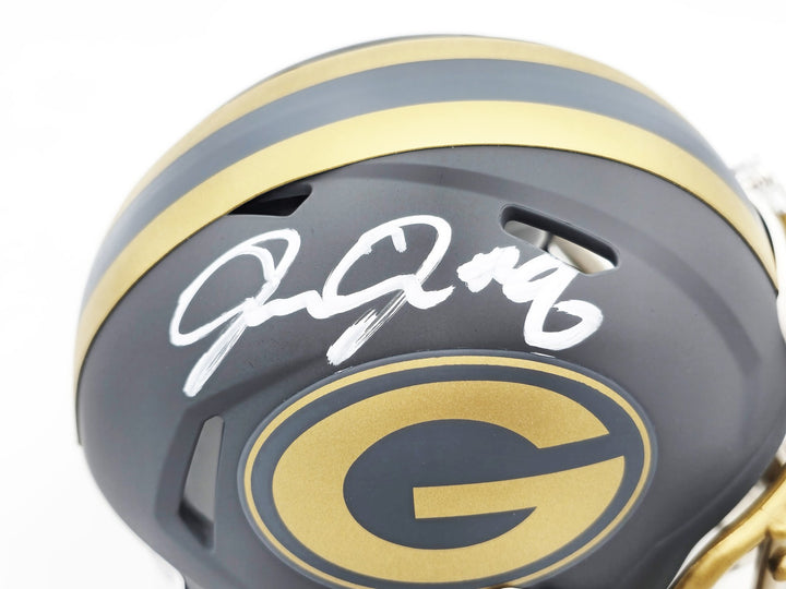 Josh Jacobs Signed Green Bay Packers Slate Gray Speed Mini Helmet Beckett Wit