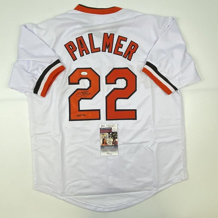 Autographed/Signed Jim Palmer HOF 1990 Baltimore White Jersey JSA COA