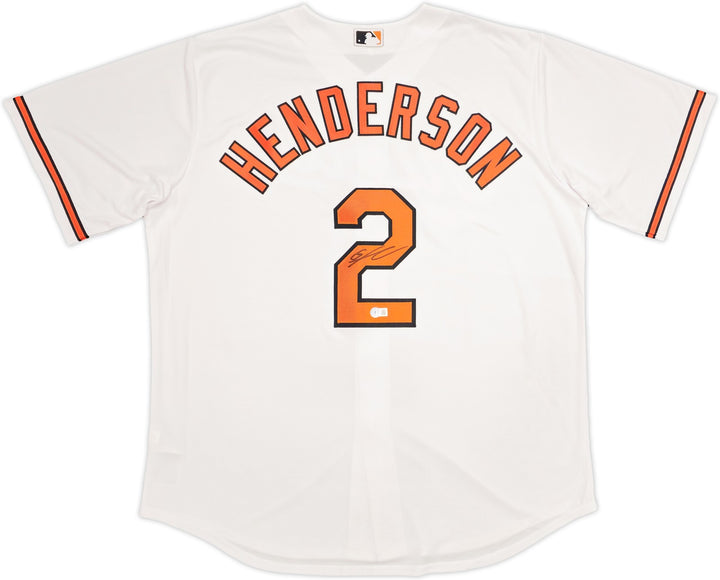 Baltimore Orioles Gunnar Henderson Signed White Nike Jersey Size XL Beckett Wit