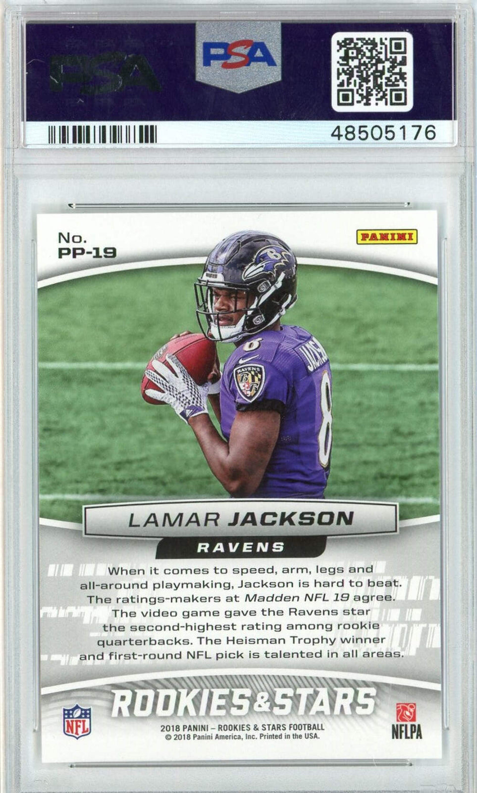 Graded 2018 Panini R&S Lamar Jackson #PP19 Precision Passer Football Card PSA 10