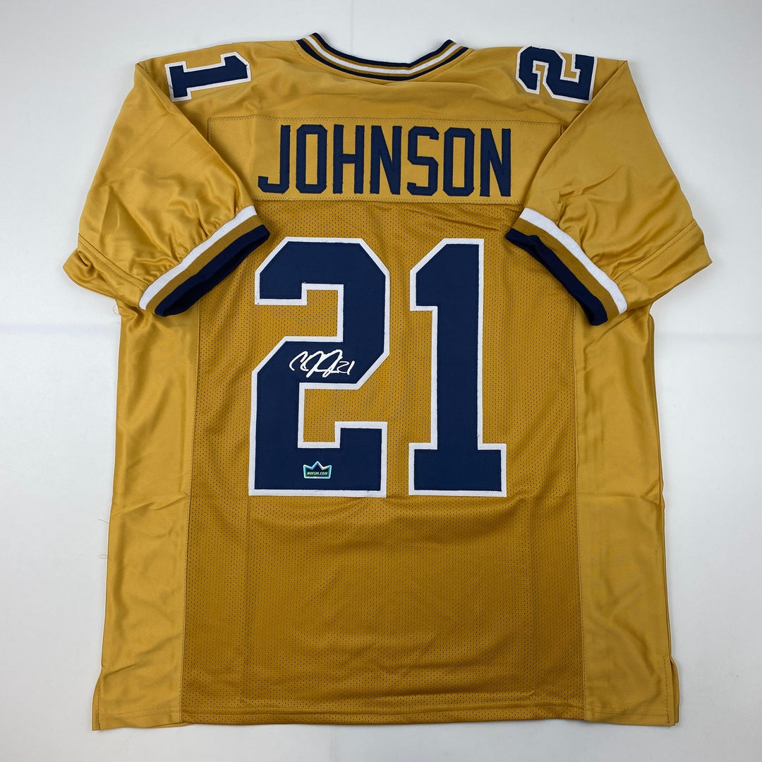 Facsimile Autographed Calvin Johnson Georgia Tech Gold Reprint Jersey Men's XL
