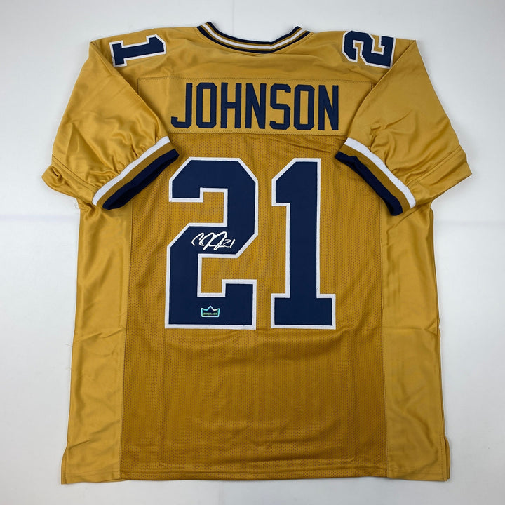 Facsimile Autographed Calvin Johnson Georgia Tech Gold Reprint Jersey Men's XL