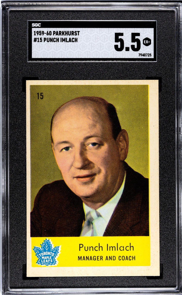 Punch Imlach 1959-60 Parkhurst  NHL  RC Card #15- SGC Graded 5.5 EX+ Maple Leafs