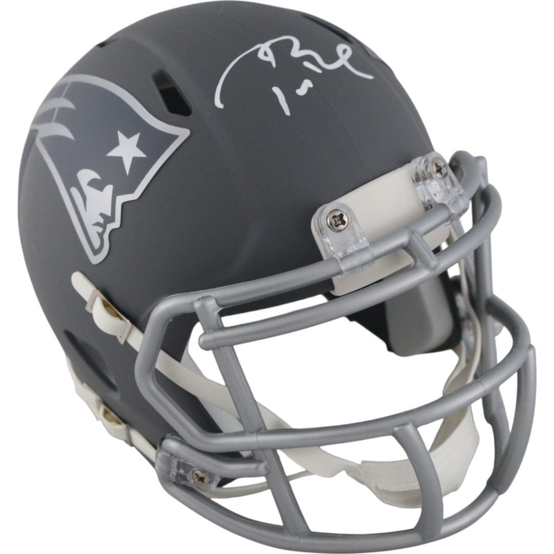 Tom Brady Autographed New England Patriots Slate Mini Helmet Fanatics 48957