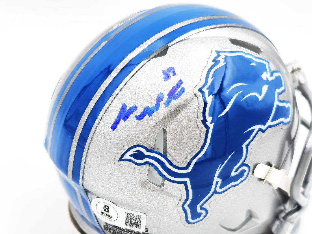 Sam LaPorta Signed Detroit Lions Silver Speed Mini Helmet Beckett BAS