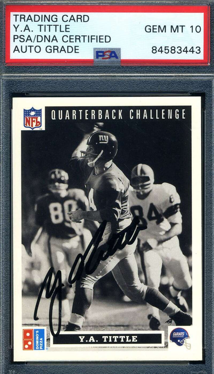 Ya Tittle Gem Mint 10 PSA DNA Signed 1990 Dominos Upper Deck Autograph 4