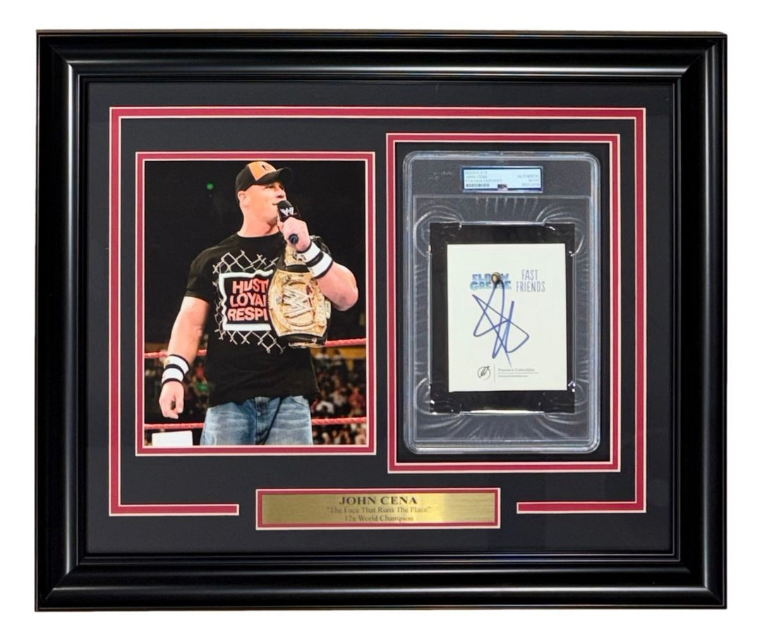 John Cena Signed Framed Slabbed WWE Bookplate w/ 8x10 Photo PSA
