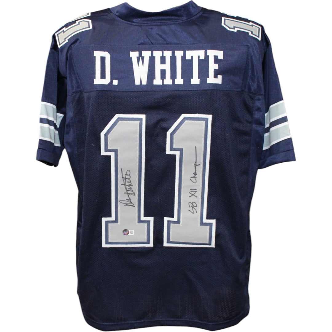 Danny White Autographed Pro Style Size XL Blue Jersey SB Champs. Beckett 44382