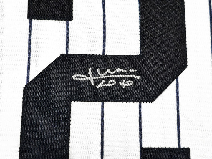 New York Yankees Juan Soto Signed White Pinstripes Nike Jersey Size L Beckett