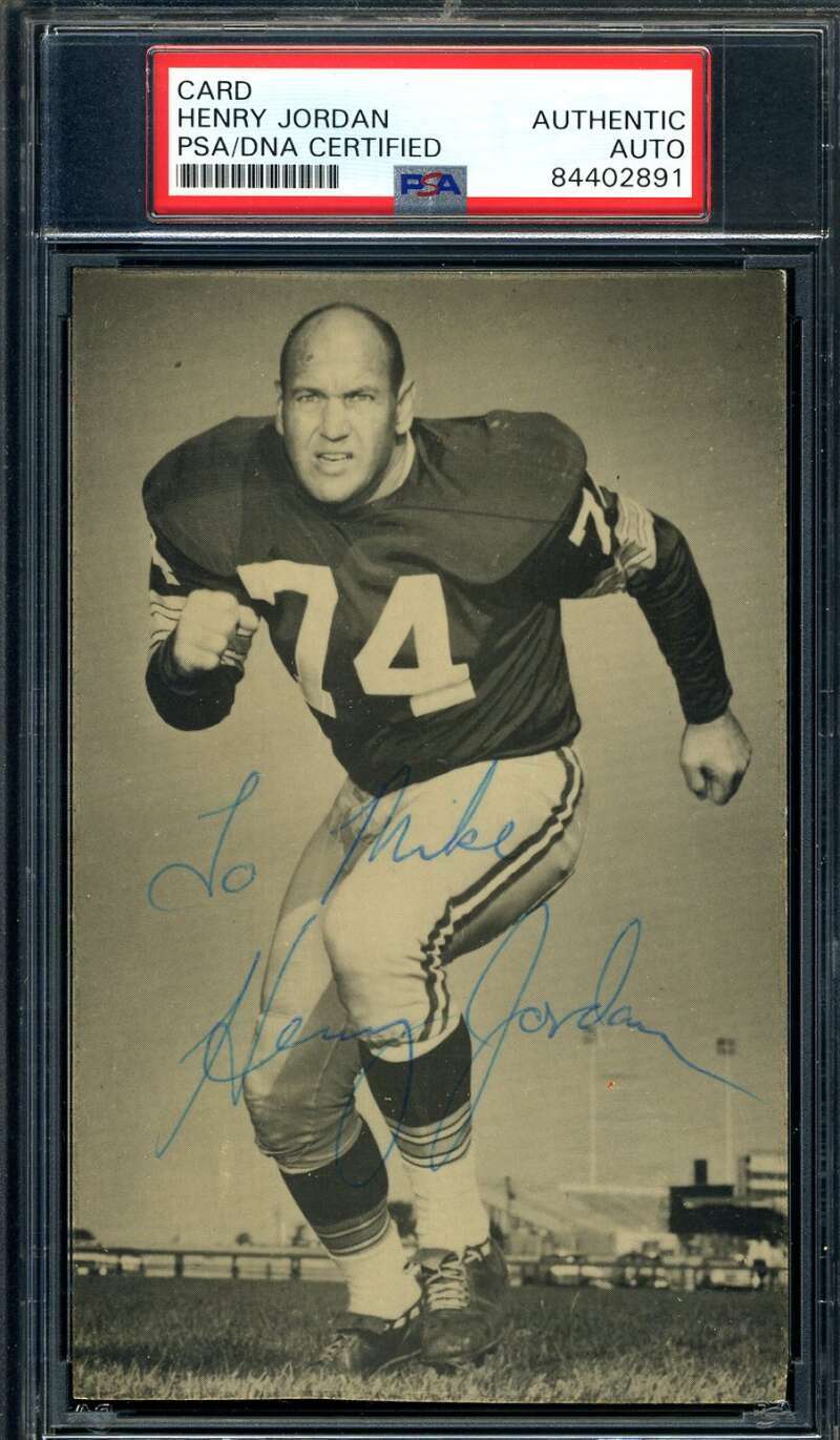 Henry Jordan PSA DNA Coa Signed Rare Packers Photo Autograph